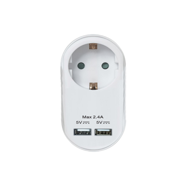 Αντάπτορας 1 Σούκο 2 USB – Λευκό